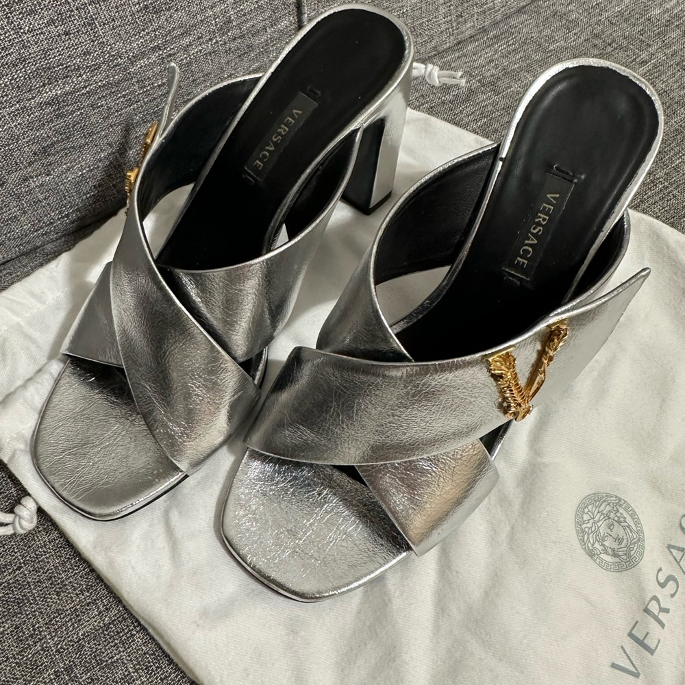 Super trendy silver Versace shoes on sale!